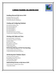 6 weeks Training- SQL SERVER 2005 - SPIC