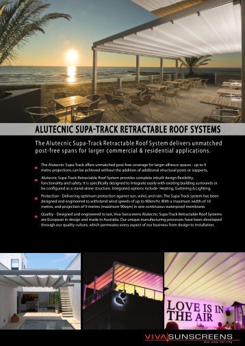 ALUTECNIC SUPA-TRACk RETRACTABLE ... - Viva Sunscreens