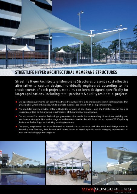 streetlife hyper architectural membrane structures - Viva Sunscreens