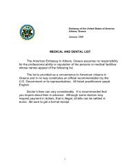 MEDICAL AND DENTAL LIST - Embassy of the United States ...