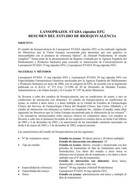 LANSOPRAZOL STADA cÃ¡psulas EFG RESUMEN DEL ESTUDIO 