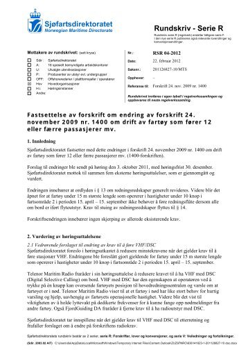 last ned hele rundskrivet som pdf - SjÃ¸fartsdirektoratet