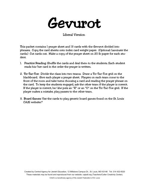 Gevurot Prayer sheet & 13 cards.pub - Central Agency for Jewish ...