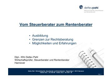 Vom Steuerberater zum Rentenberater - DVVS