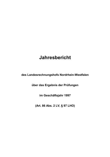 1998 - Landesrechnungshof des Landes Nordrhein-Westfalen (LRH ...