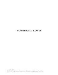 COMMERCIAL LEASES - The Law Society of Saskatchewan