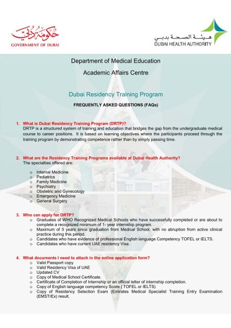 FAQ - website2012 x - Dubai Health Authority