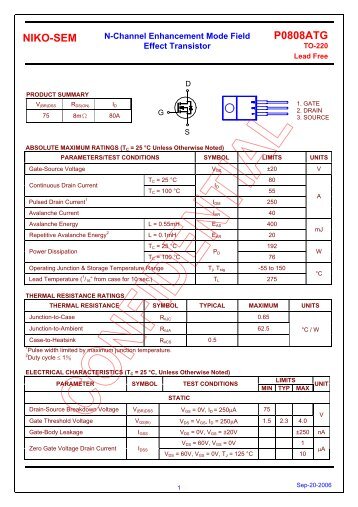 P0808ATG NIKO-SEM - Datasheet