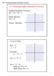 HA2: 6-6 Analyzing Graphs of Quadratic Functions