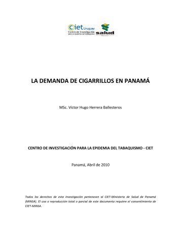 LA DEMANDA DE CIGARRILLOS EN PANAMÃ - Ministerio de Salud