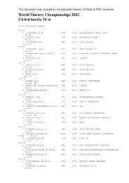 World Masters Championships 2002 Christchurch, 50 m