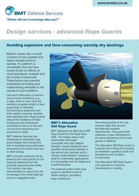 Design services - advanced Rope Guards - BMT Defence Services