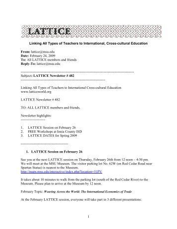 Newsletter 482 February 2009 - Lattice