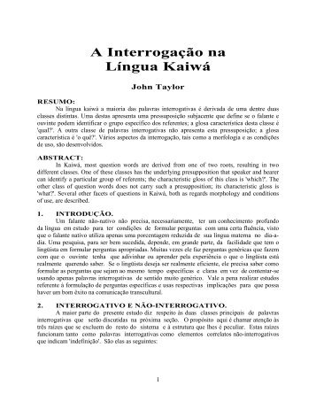 A InterrogaÃ§Ã£o na LÃ­ngua KaiwÃ¡ - Sil.org