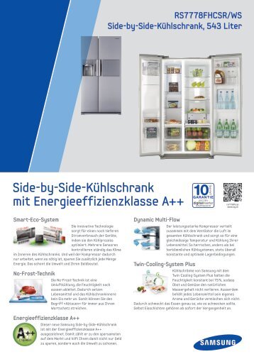 RS7778FHCSR/WS Side-by-Side-Kühlschrank, 543 Liter - Samsung