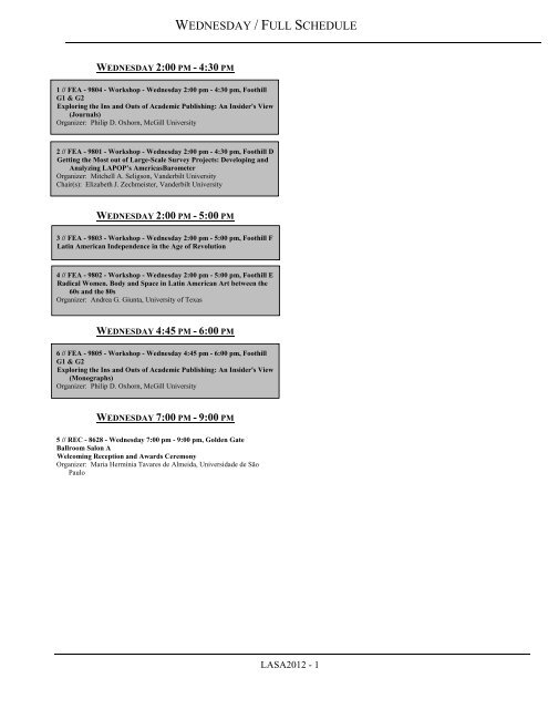 wednesday / full schedule - Latin American Studies Association ...