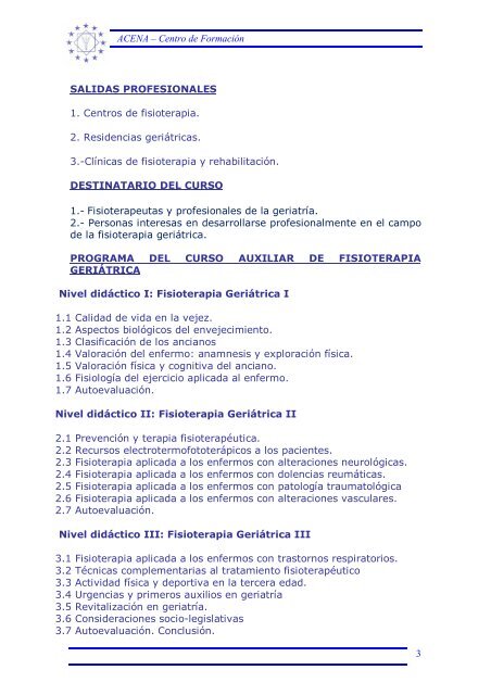 AUXILIAR DE FISIOTERAPIA GERIATRICA