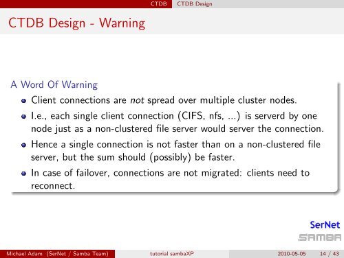 Clustering Samba With CTDB A Tutorial At sambaXP 2010