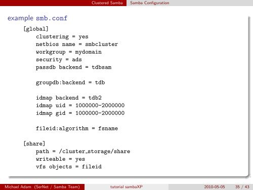 Clustering Samba With CTDB A Tutorial At sambaXP 2010