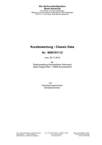 Kurzbewertung - Classic Data - Zoll-Auktion
