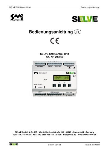 Bedienungsanleitung SMI CU 295920 - Selve