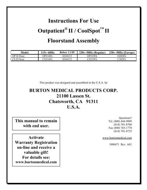 BURTON MEDICAL PRODUCTS, INC - Healthcare Lighting