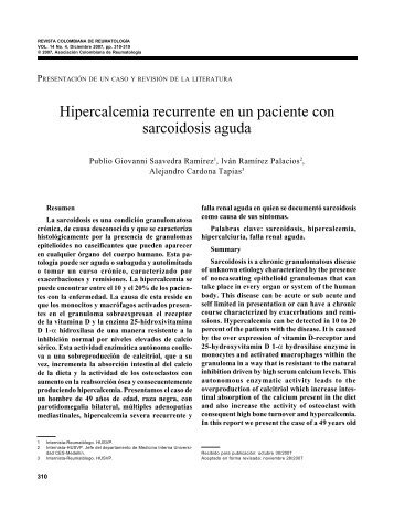 Hipercalcemia recurrente en un paciente con sarcoidosis aguda