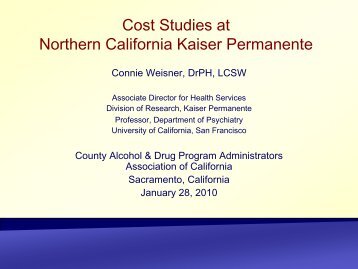 Cost Studies at Northern California Kaiser Permanente - UCLA ...