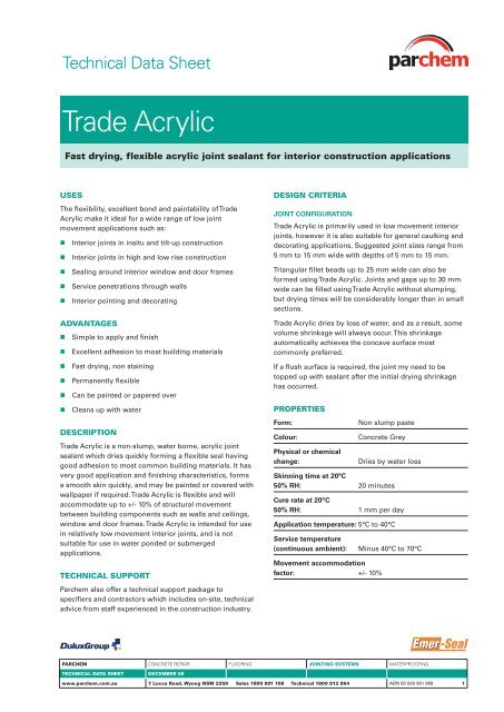 Trade Acrylic Tds Parchem