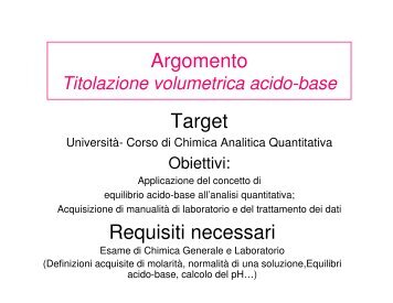 Argomento Target Requisiti necessari