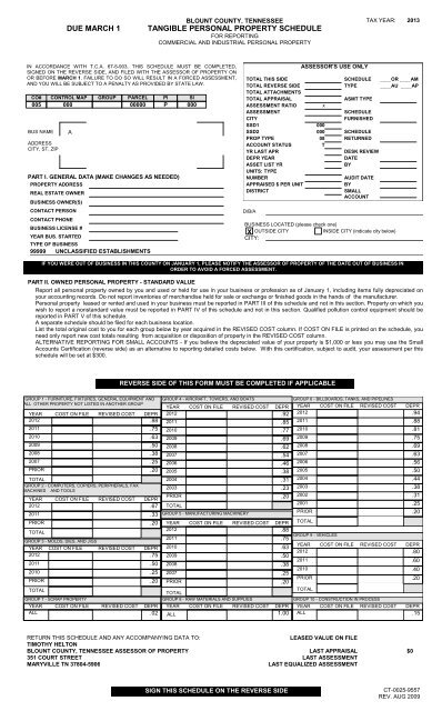 tangible personal property schedule due march 1 - Blount County ...
