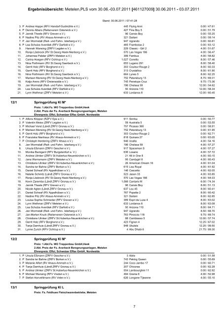 Ergebnisübersicht: Metelen,PLS vom 30.06  ... - Reitverein Metelen