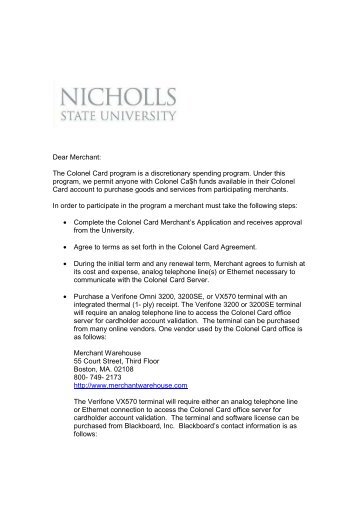 off campus merchant agreement v3 - Nicholls State University
