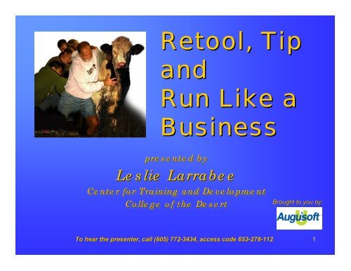 Retool, Tip and Run Like a Business - Augusoft