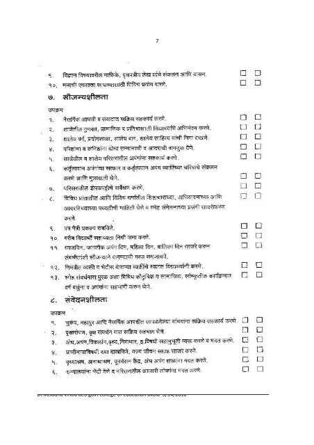 check list value education 1 - Chinmaya Sanskar