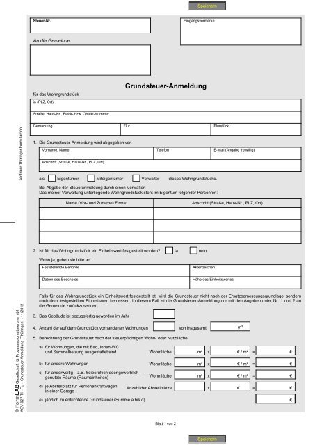 Grundsteuer-Anmeldung (Thüringen) - Zentraler Thüringer