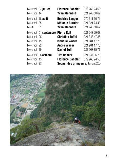Programme des courses 2010 - Club Alpin Suisse Section Jaman