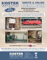 AUCTION EVENT - Koster Industries, Inc.