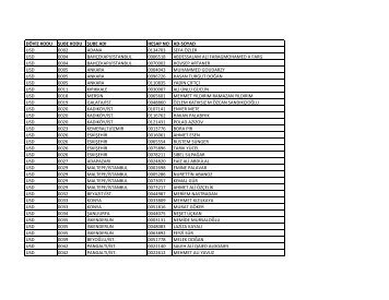 DÖVİZ KODU ŞUBE KODU ŞUBE ADI HESAP NO AD-SOYAD USD ...