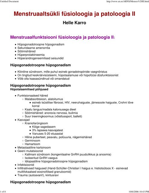 MenstruaaltsÃ¼kli fÃ¼sioloogia ja patoloogia II - Perearstikeskus.ee