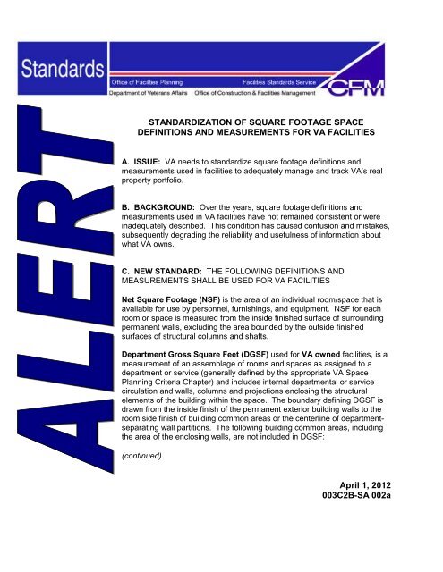 002a Standardization Of Square Footage Space Definitions And