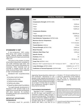 standard v-100Â® epoxy grout - Unisorb Installation Technologies