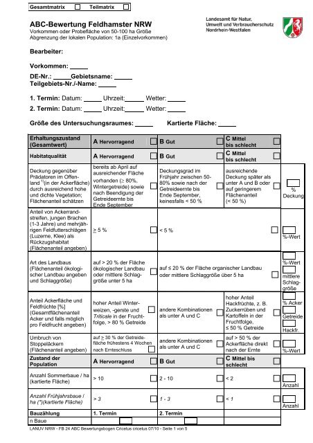 Kartierung / Erhebungsbogen