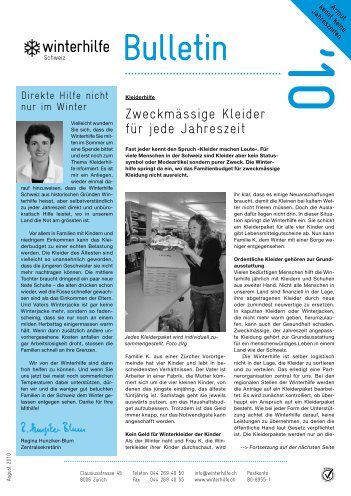Bulletin August 2010: Kleiderhilfe - Winterhilfe Schweiz