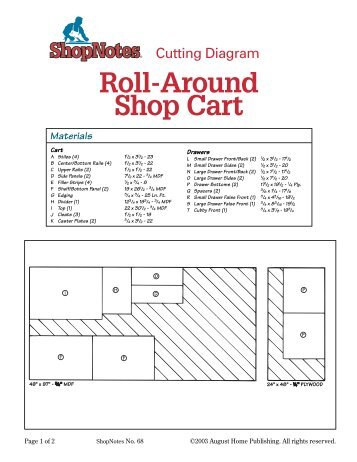 roll around tool cart cutting diagram shopnotes