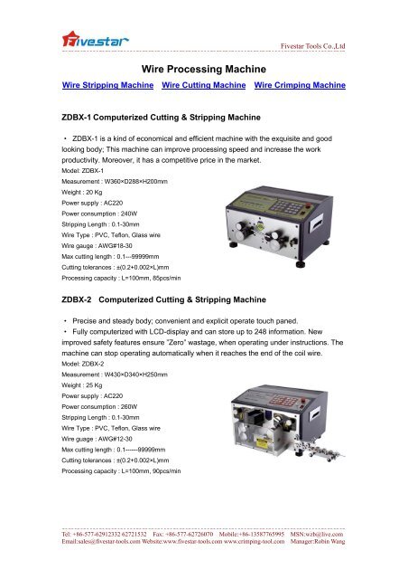 Wire Processing Machine Catalogue - Wire Stripper & Wire Stripping ...