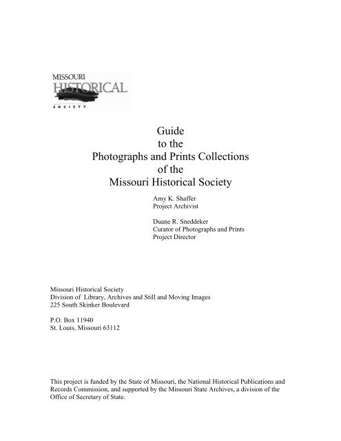 Guide to Photographs and Print Collections - Missouri History Museum