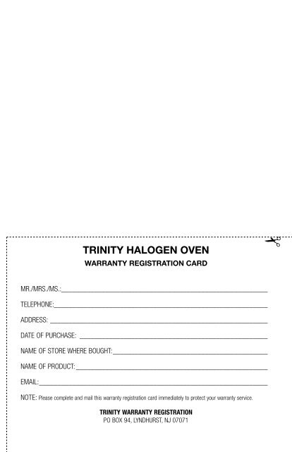Trinity Halogen Oven Manual