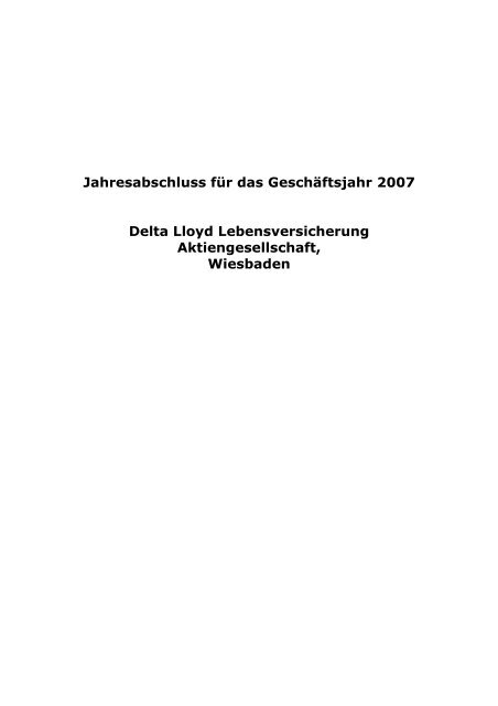 GeschÃ¤ftsbericht 2007 - Delta Lloyd