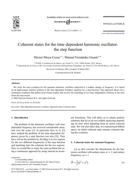 Coherent states for the time dependent harmonic oscillator: the step ...